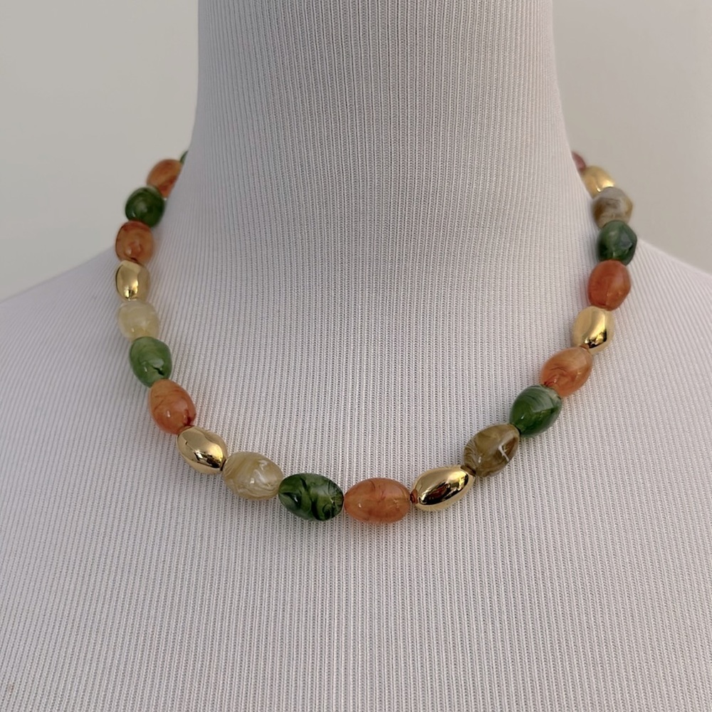 NAPIER || Gold Multi-Color Beaded Necklace.
